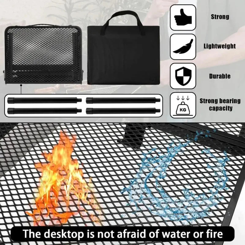 2ft Collapsible Grill Table – Height Adjustable Portable Stand Folding Grill Table Axl