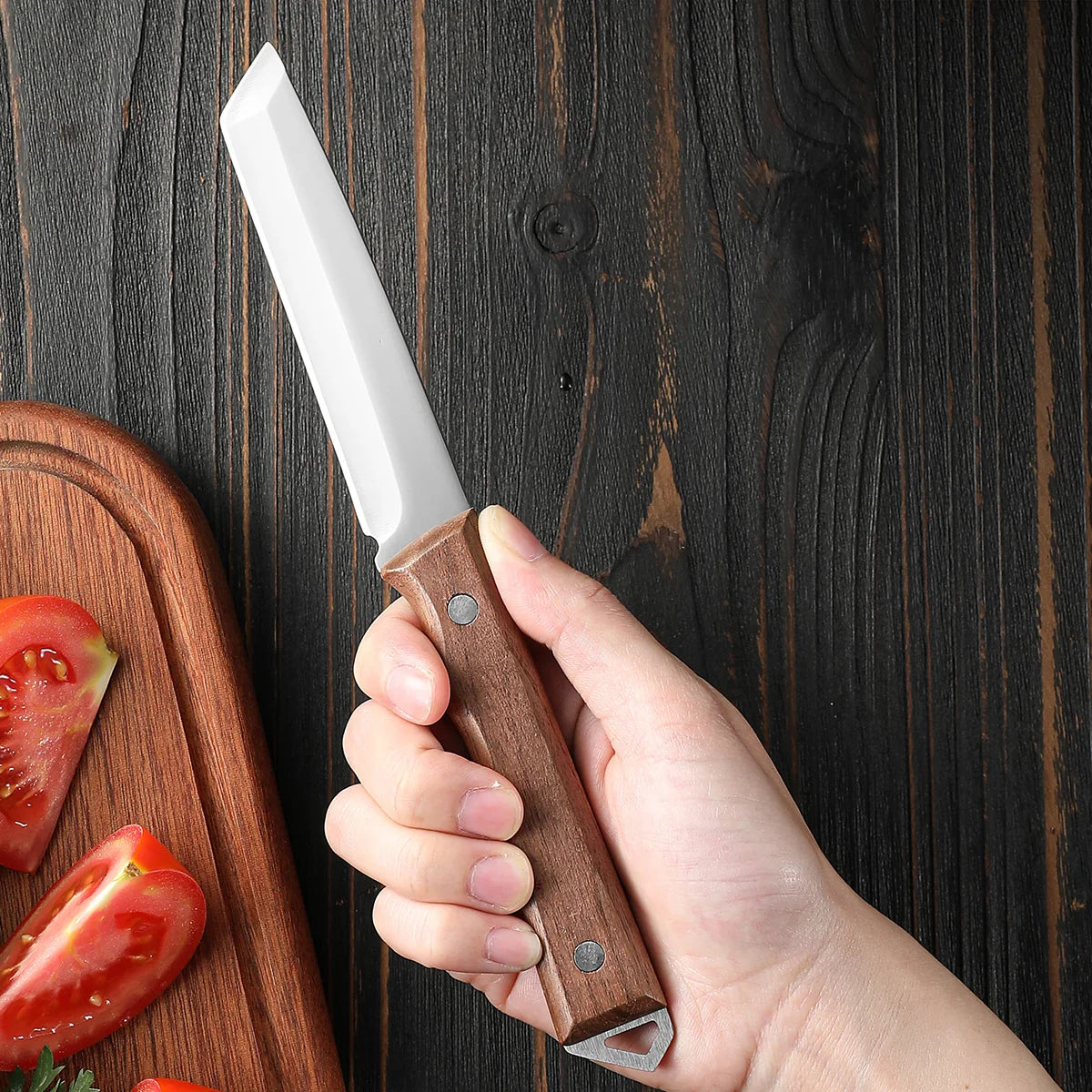 Stainless Steel Kitchen Utility Knife – Wood Handle & Cover Kitchen Utility Knife Axl