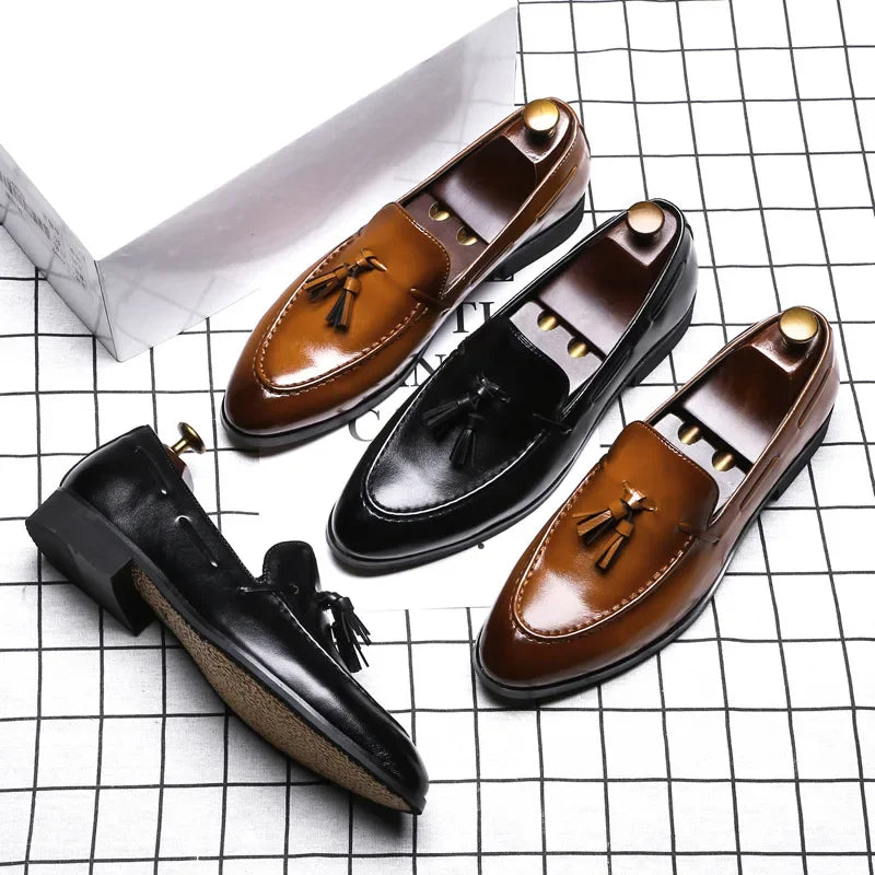 Men's Italian Style Leather Loafers – Luxury Slip-On Casual Shoes Men's Loafers Axl
