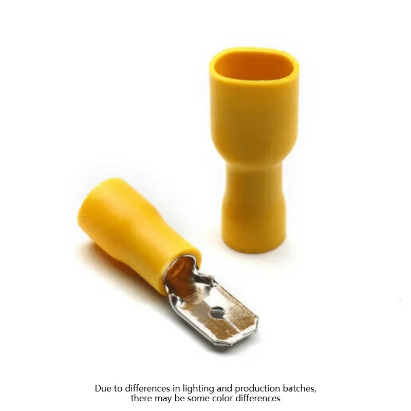 25-Set 6.3mm Insulated Crimp Terminal Connectors 12-10 AWG Crimp Terminal Connectors Axl yellow-25set