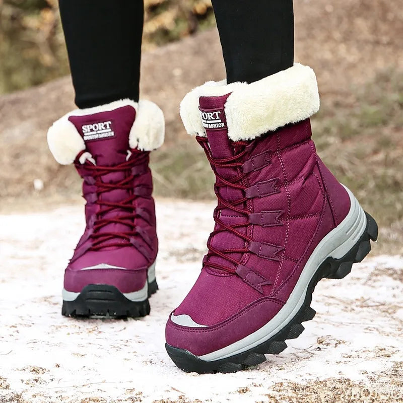 Women's Winter Insulated Ankle Boots – Slip-Resistant Lace-Up Winter Ankle Boots Axl PURPLE 36
