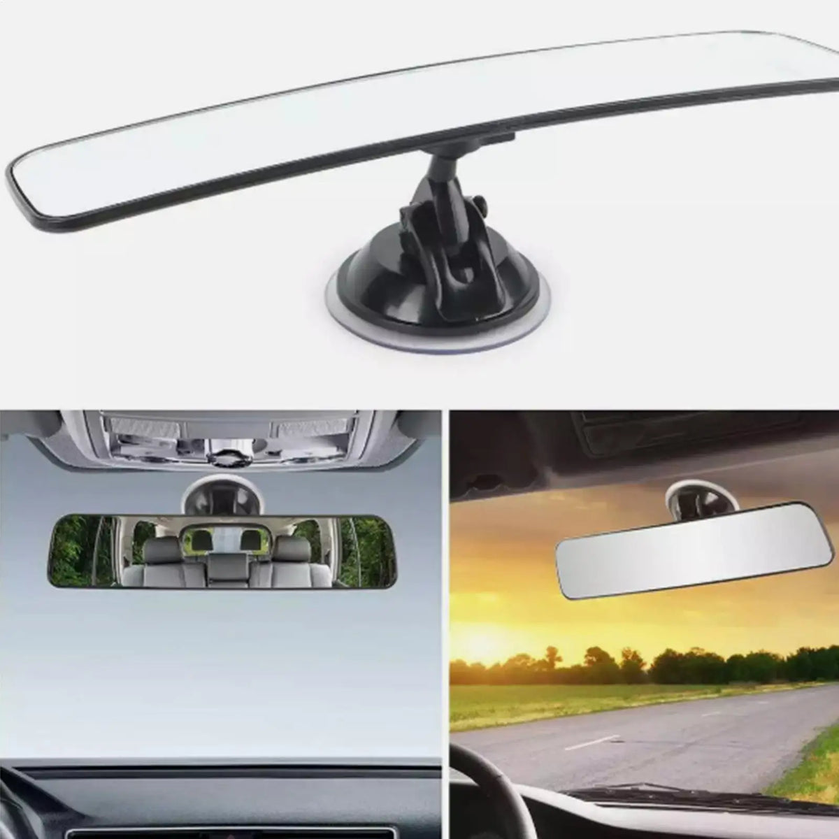 Panoramic Curved Car Rearview Mirror with Suction Cup Mount Car Rearview Mirror Axl