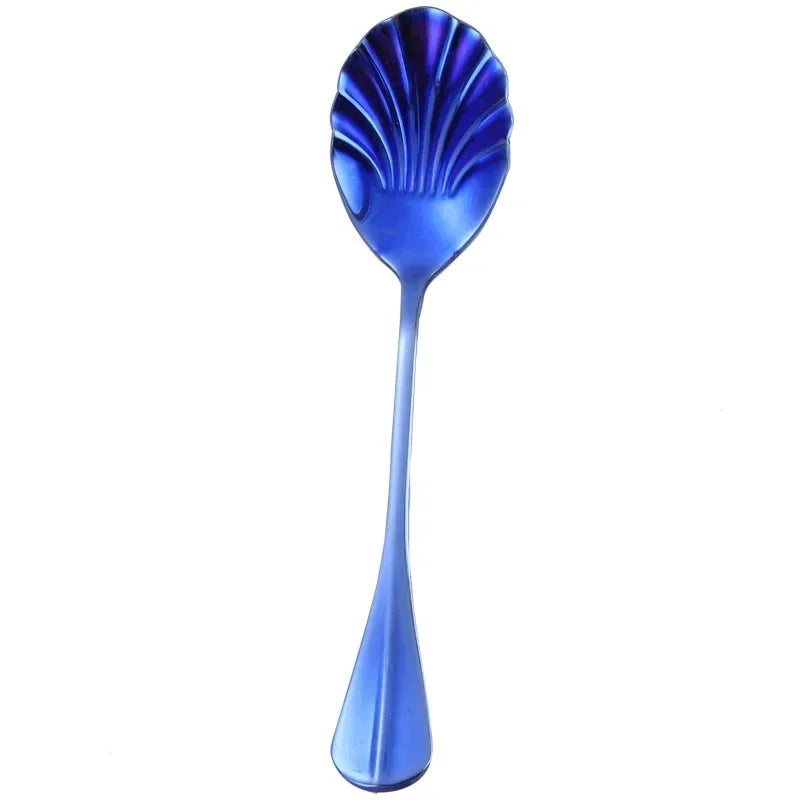 Shell Shape Stainless Steel Dessert Spoon – Rainbow Teaspoon Dessert Spoon Axl Blue
