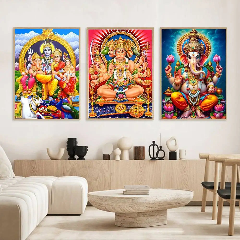 Lord Hanuman HD Poster – Self-Adhesive Waterproof Wall Décor Religious Wall Poster Axl