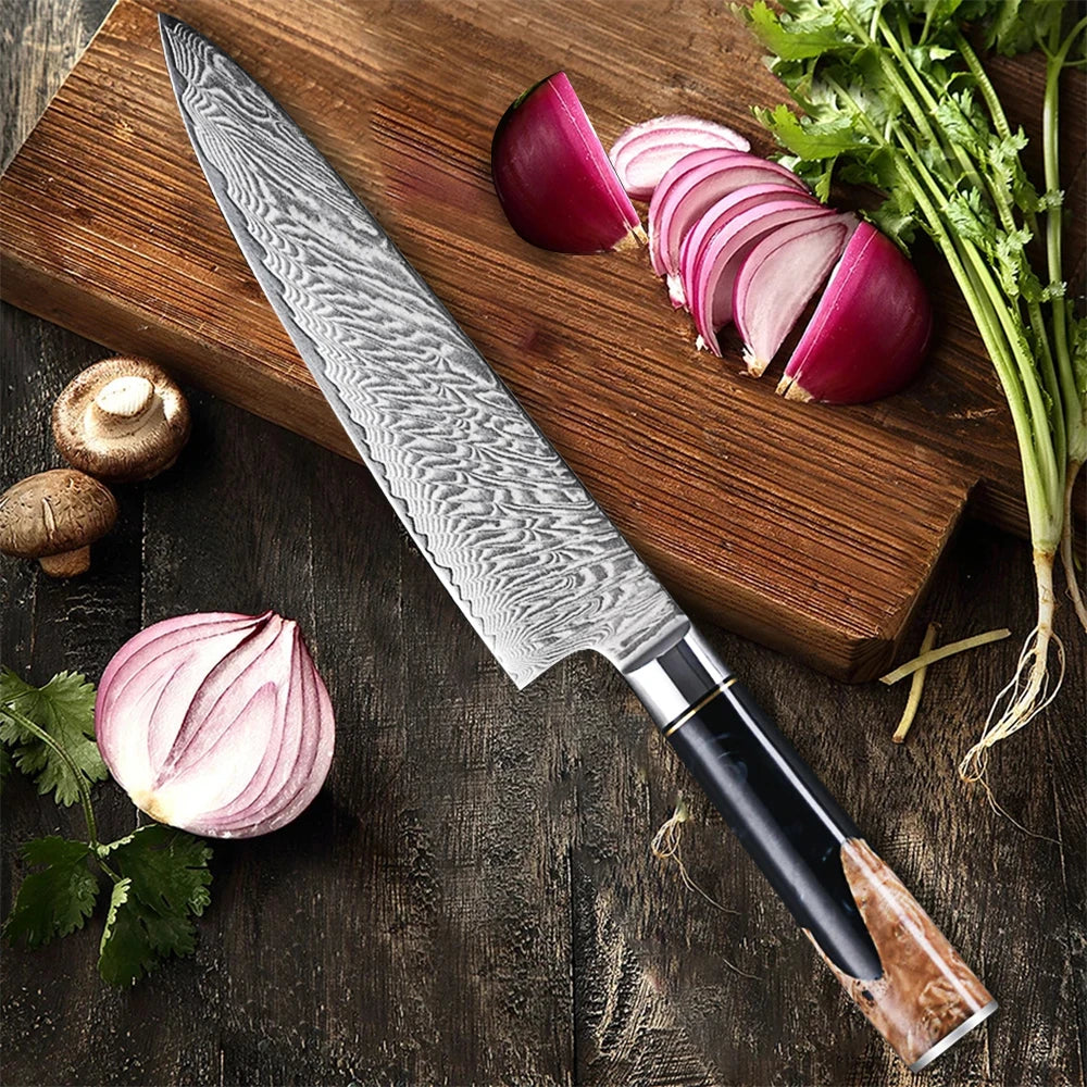 67-Layer Damascus Steel Chef Knife – Kitchen Cleaver Blade Damascus Chef Knife Axl Chef Knife