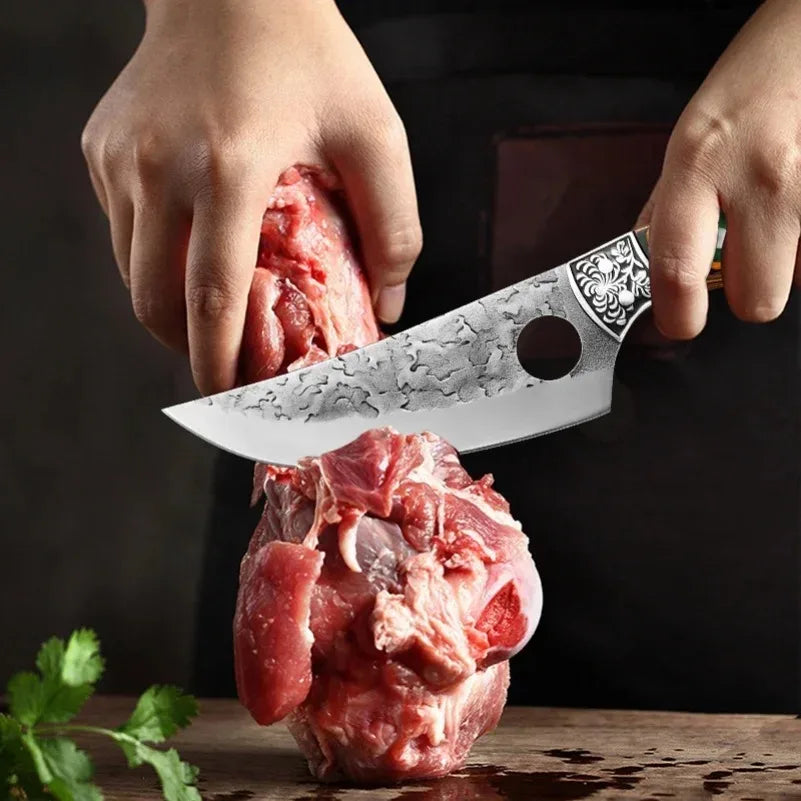 InLeung Handmade Forged Boning & Butcher Knife – Stainless Steel Forged Kitchen Knife Axl