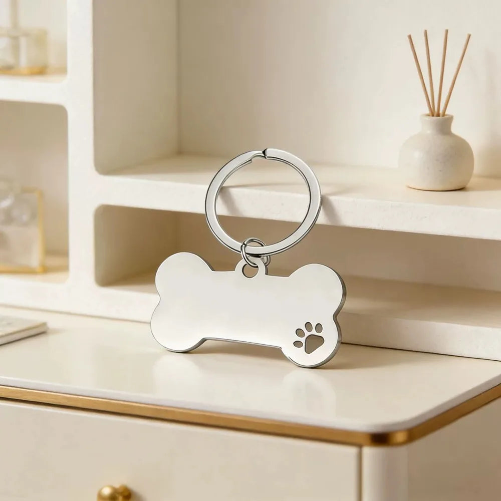 Personalized Bone-Style Stainless Steel Dog Name Tag | Pet ID Pet ID Tag Axl