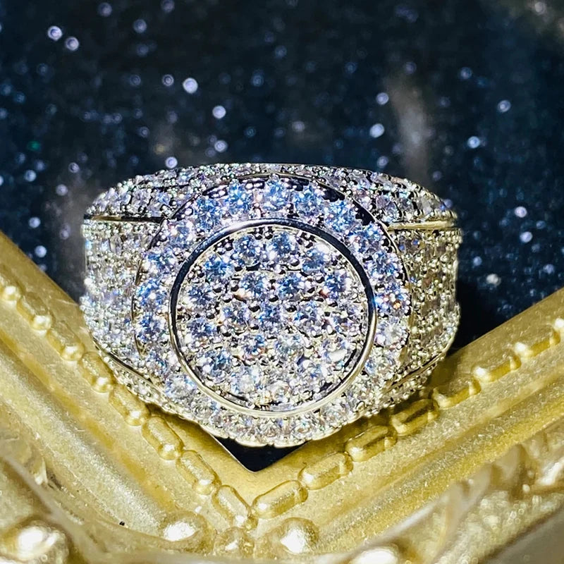 Huitan Women's Cubic Zirconia Pave Ring – Sparkling Party Band Fashion Ring Axl