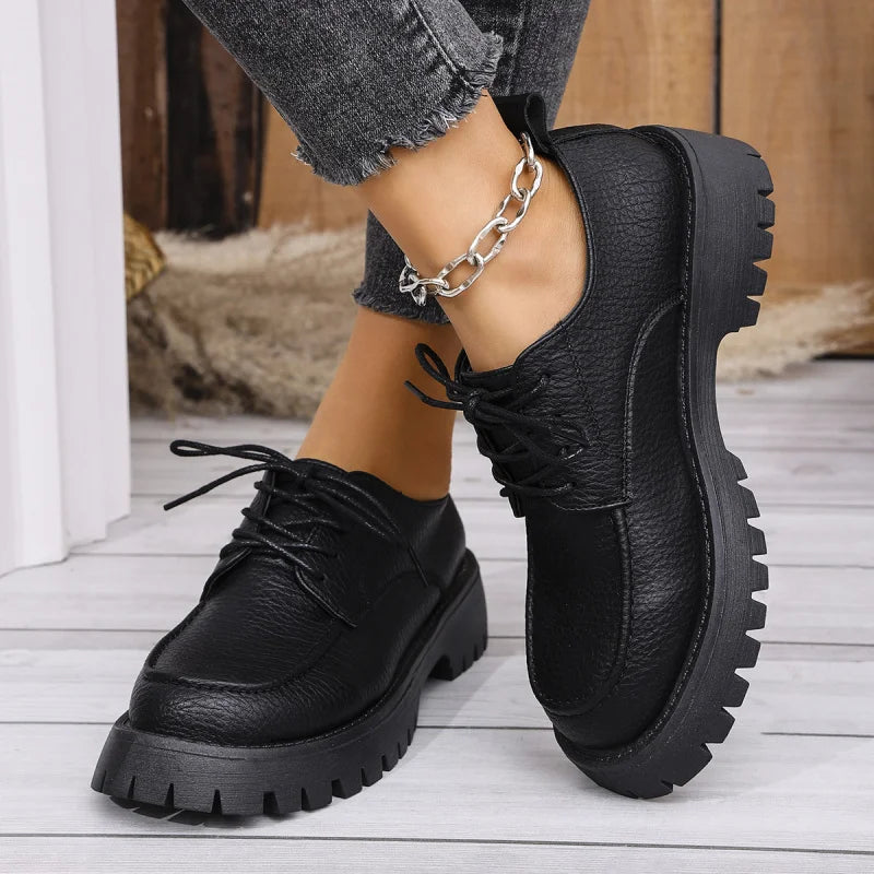 Women's Chunky Platform Loafers – Wide Size Retro Canvas Shoe Platform Loafers Axl