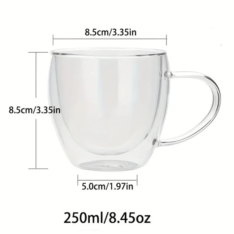 KEMORELA 250ml Double-Wall Borosilicate Glass Coffee Mugs Set Glass Coffee Mug Set Axl