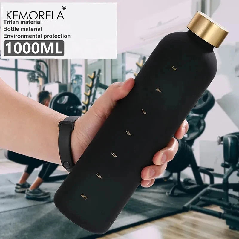 1L Motivational Water Bottle with Time Marker – 32 oz BPA Free Motivational Water Bottle Axl