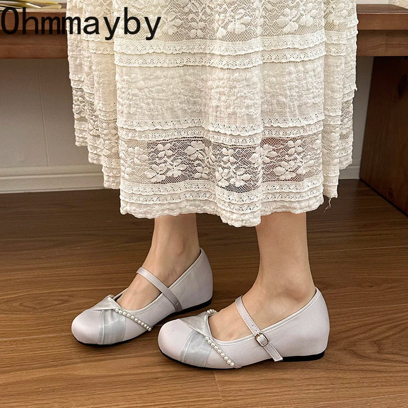 Satin Mary Jane Flats – Women's Elegant Party Dress Shoes Mary Jane Flats Axl