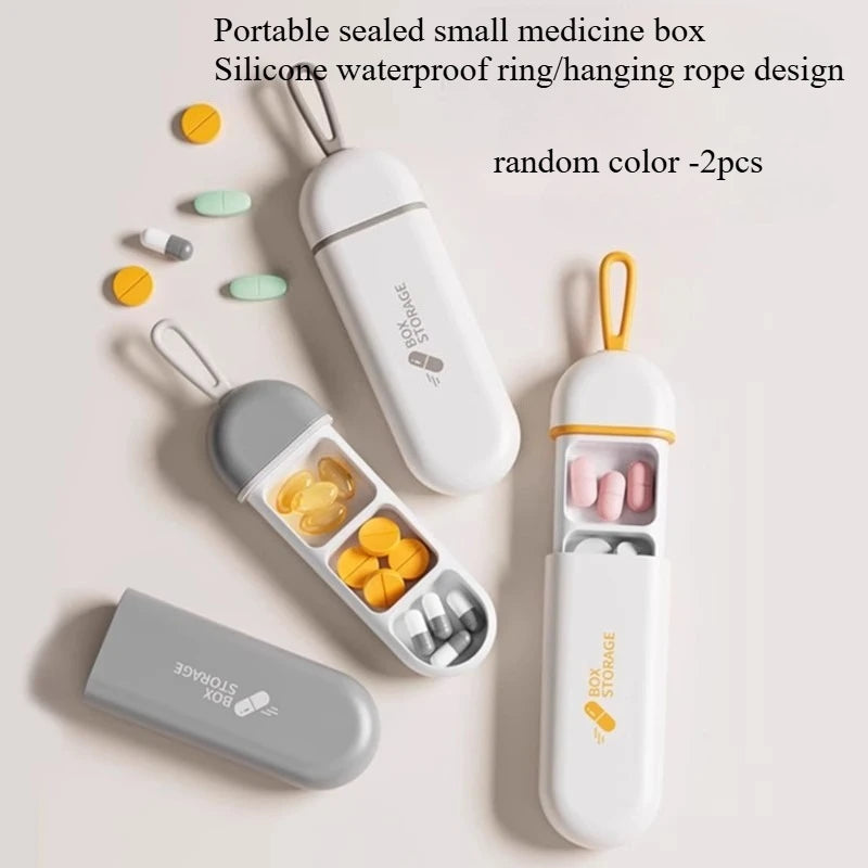 Compact Pill Organizer Box with Push-Lock Lid | Travel & Home Pill Organizer Box Axl random color-2PCS