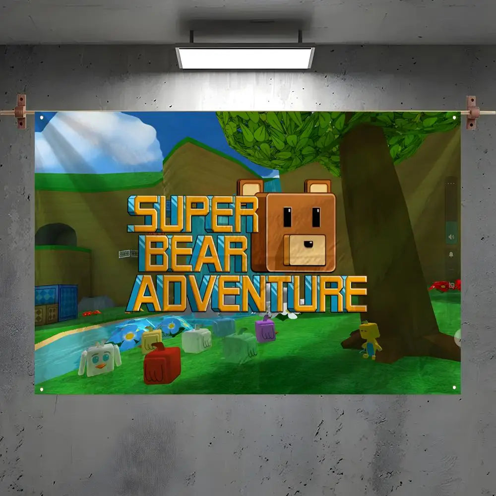 Super Bear Adventure Game Flag – Wall & Outdoor Banner Decor Wall Banner Flag Axl White6 60x90cm