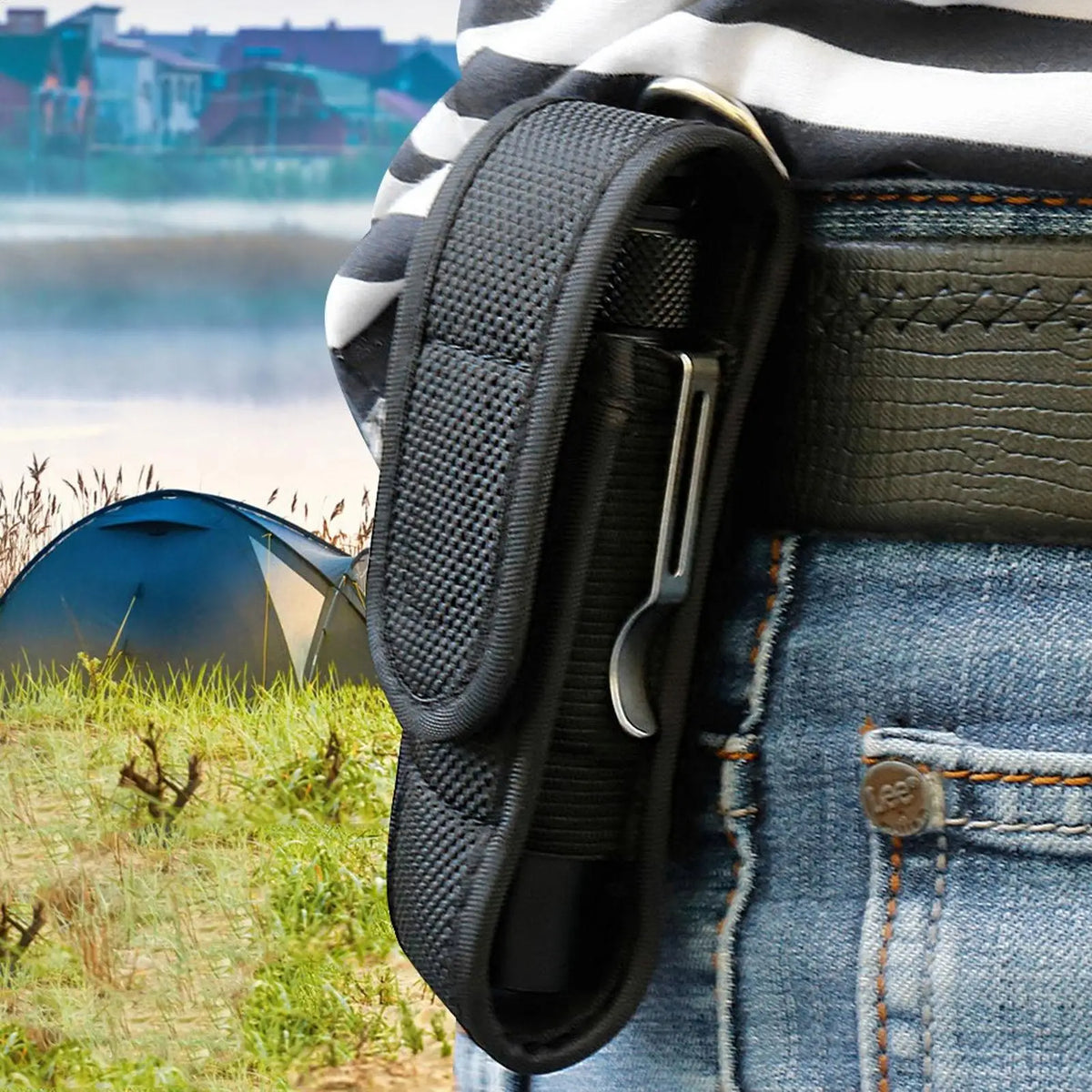 LED Flashlight Waist Pouch – Waterproof Nylon Holster Bag Flashlight Holster Bag Axl