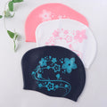 Floral Silicone Swim Cap – Women's Snorkeling & Diving Hood Silicone Swim Cap Axl Blue