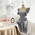 Women's Cotton Linen Vintage Apron Dress – Japanese Kitchen Style Apron Dress Axl Grey