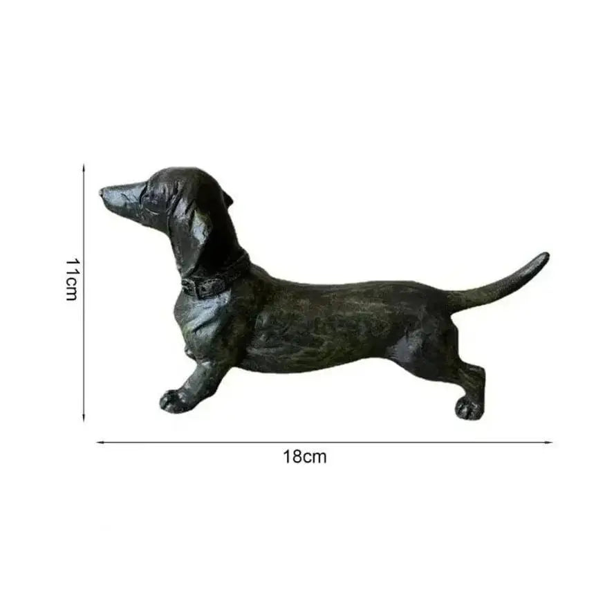 Resin Dachshund Figurine – Black Dog Garden Sculpture Ornament Resin Dog Figurine Axl Grey