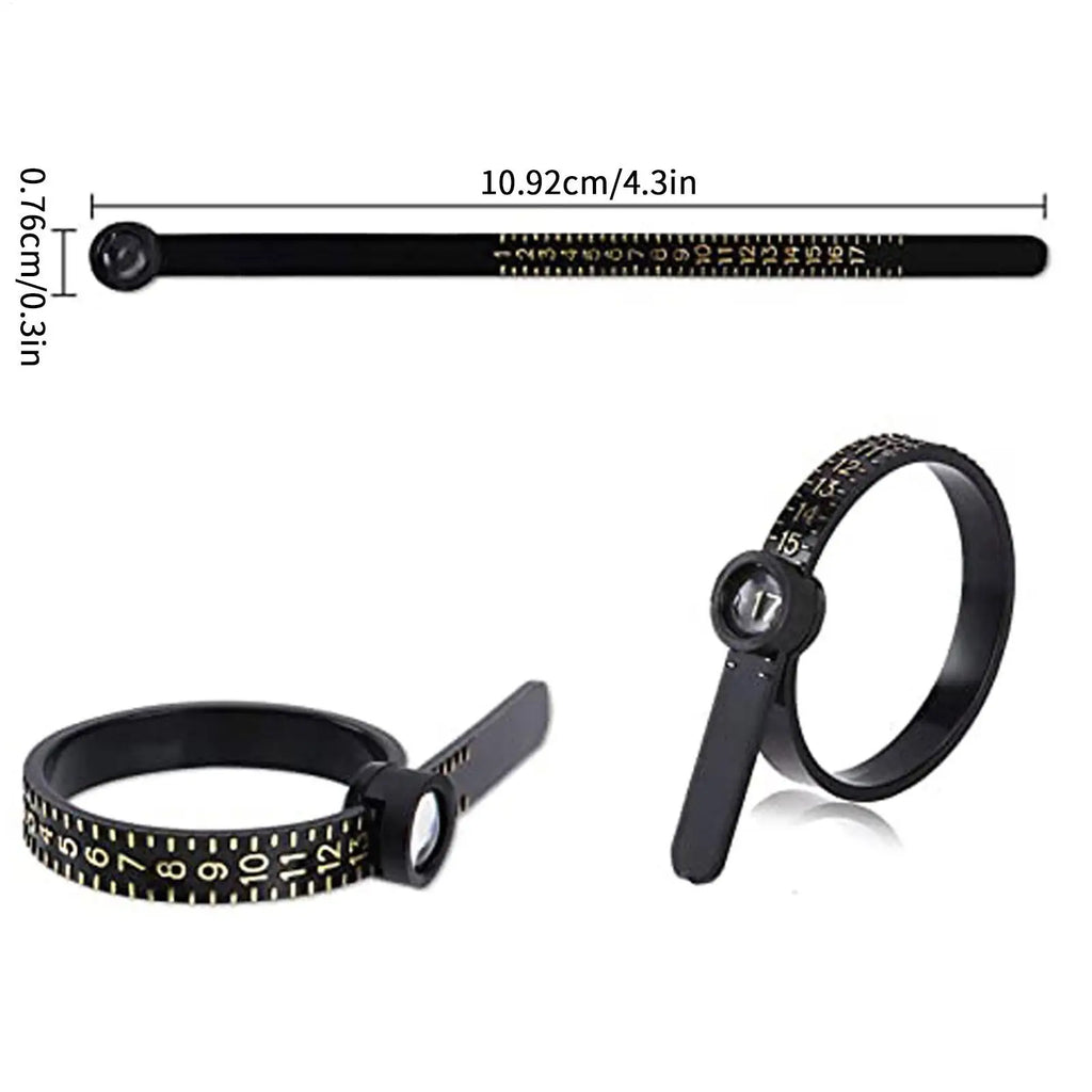 Finger Ring Sizer with Magnifying Glass | US Size 1–17 Gauge Ring Sizing Tool Axl