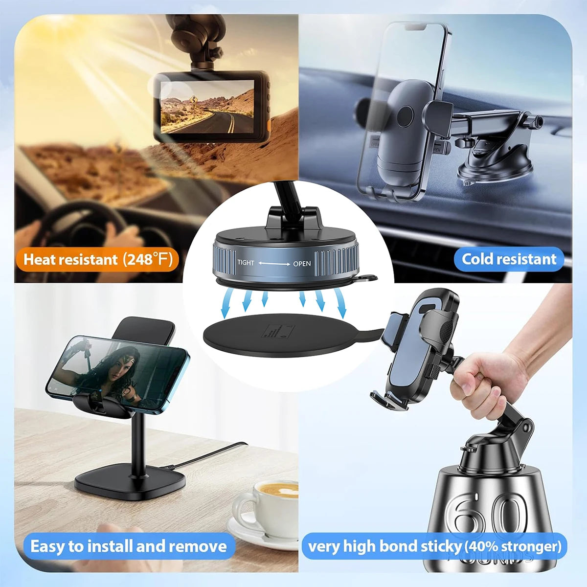 Universal Adhesive Dashboard Mounting Disk for Suction Cup Holder Car Mount Pad Axl