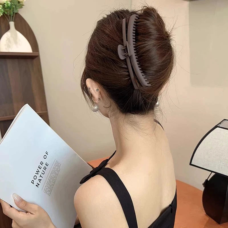 Matte Hair Claw Clips – Extra Large Double Row Teeth Non-Slip Hair Claw Clip Axl Coffee
