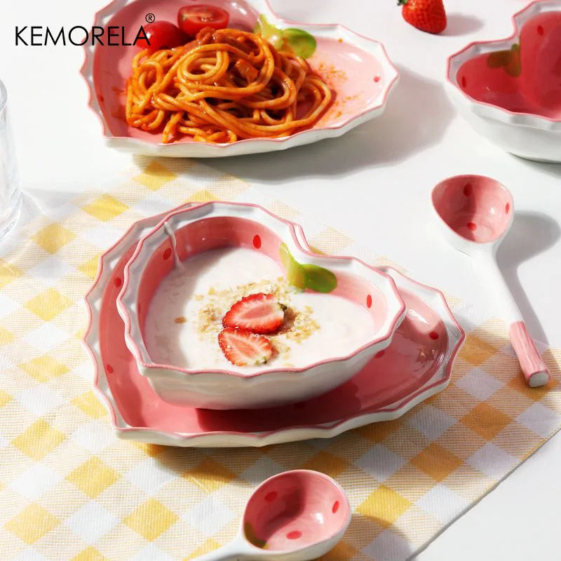 Ceramic Strawberry Spoons Set 2/4/6Pcs | KEMORELA Tableware Ceramic Spoon Set Axl