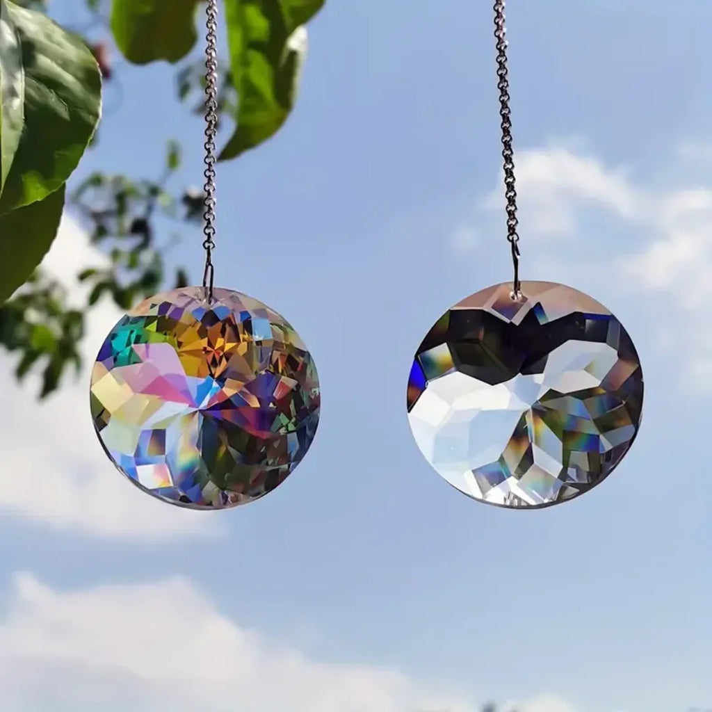 Round Crystal Sun Catchers – Glass Prism Rainbow Maker 2 Pack Window Sun Catcher Axl