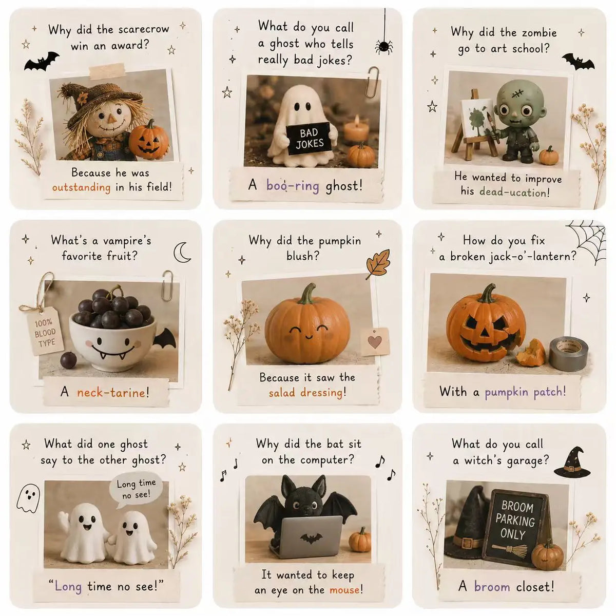 Halloween Joke & Brain Teaser Cards – Spooky Party Game Set Halloween Party Cards Axl