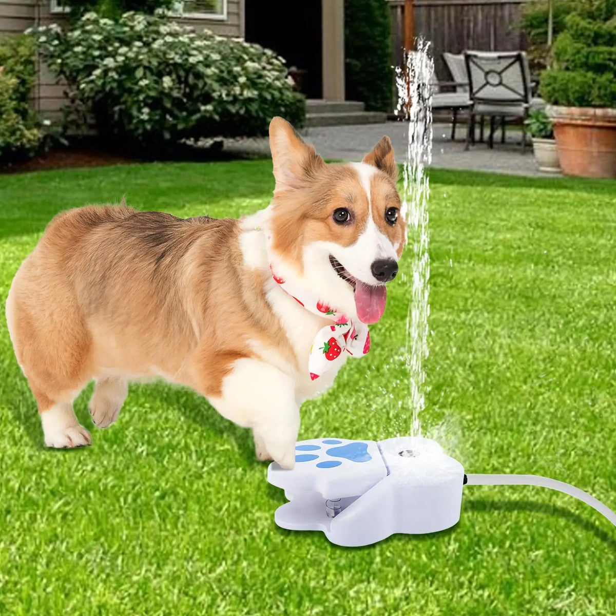 Step-On Dog Water Fountain – Paw-Activated Outdoor Pet Sprinkler Pet Water Fountain Axl