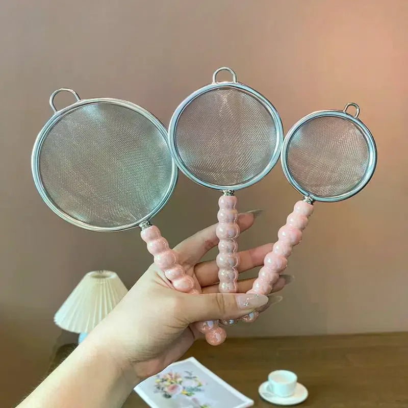 Tea Strainer with Pearl Ceramic Handle – Fine Mesh Sieve Tea Strainer Axl
