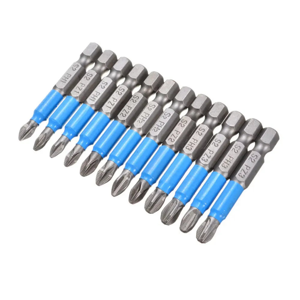 12-Piece 1/4" Magnetic Screwdriver Bit Set – PH & PZ Impact Bits Screwdriver Bit Set Axl Bule-12pcs