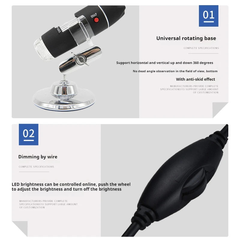 USB Digital Microscope 500X–1600X | 8-LED & Measurement Tool USB Digital Microscope Axl