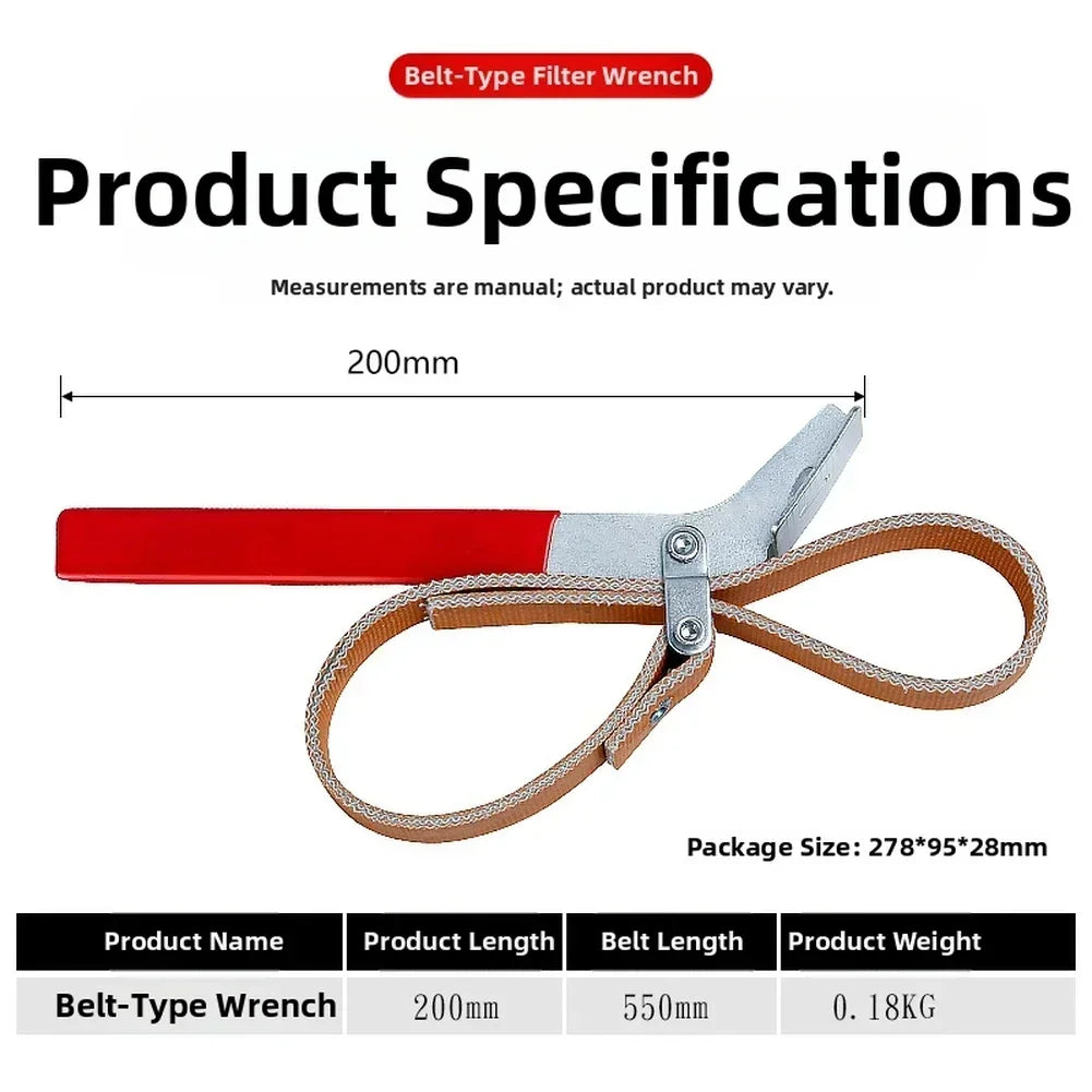 Adjustable Belt Filter Wrench – Heavy-Duty Strap Opener Tool Belt Filter Wrench Axl