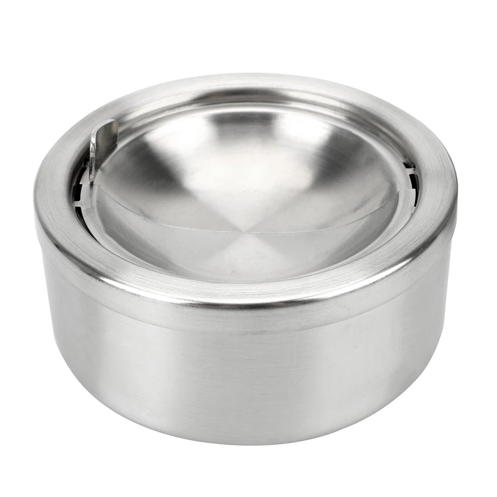 Stainless Steel Lidded Ashtray – Round Windproof Portable Lidded Ashtray Axl A