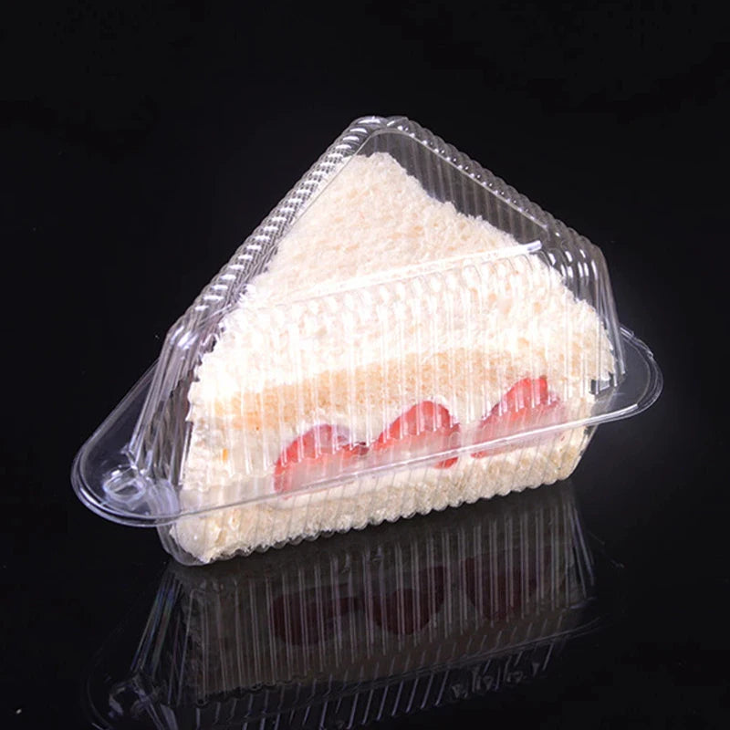 Triangle Slice Cake Clamshell Boxes – Clear Plastic 50/100/150 Pack Cake Slice Container Axl