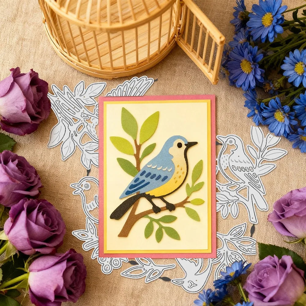 Bird & Tree Branch Cutting Dies – 3D Embossing Stencils 5-Pc Set Craft Cutting Dies Axl