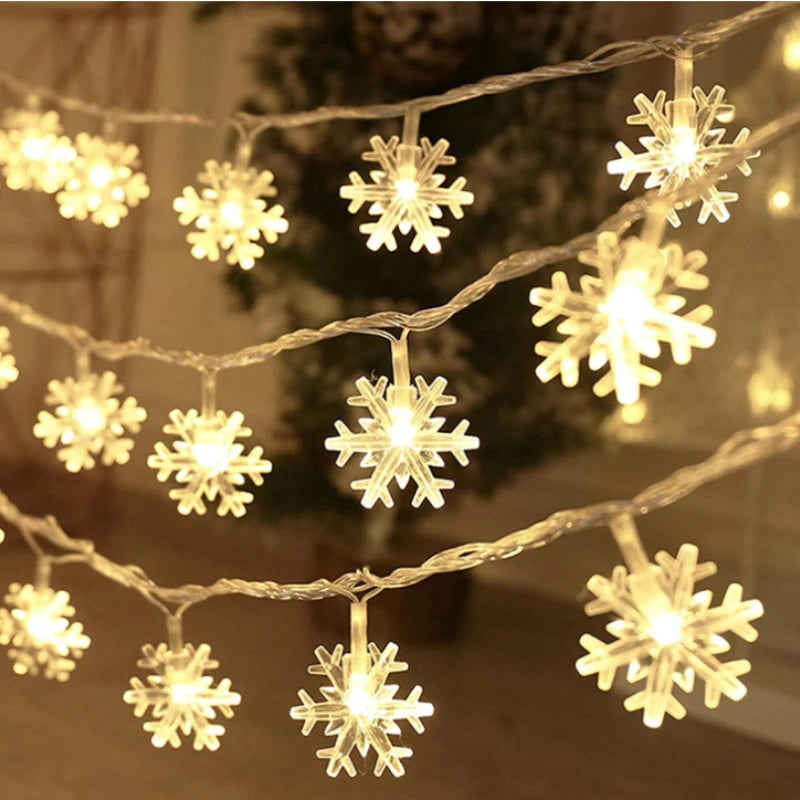 Snowflake LED Christmas Garland Hanging Tree Ornaments Christmas Ornaments Axl warm color snowflake 6M 40LED