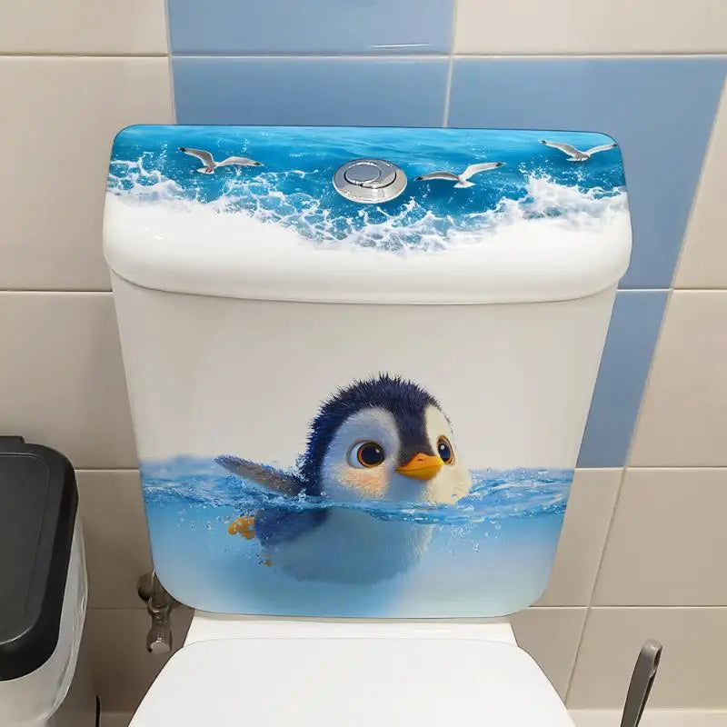 Cute Penguin Toilet Stickers – Waterproof Bathroom Decals Bathroom Wall Decal Axl
