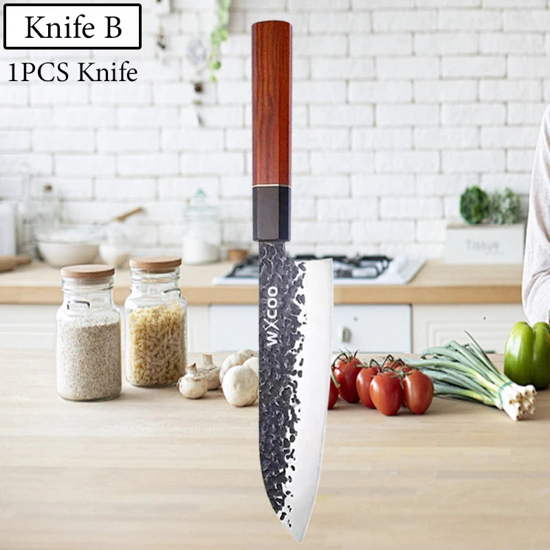 WXCOO Hand-Forged Japanese Chef's Knife – Multipurpose 14.5" Chef's Kitchen Knife Axl Knife B