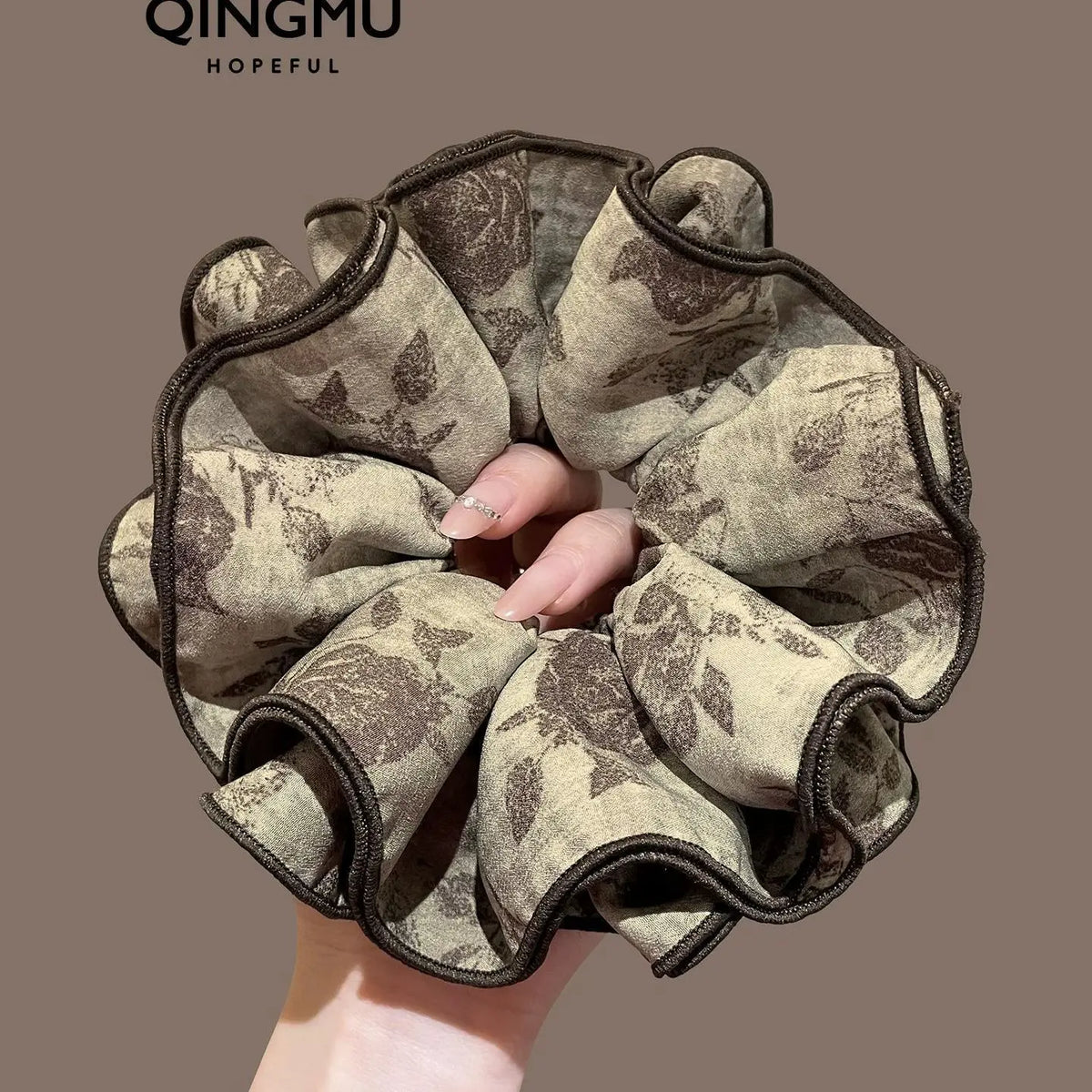 Leopard Print Hair Scrunchie – Large Elastic Retro Hair Tie