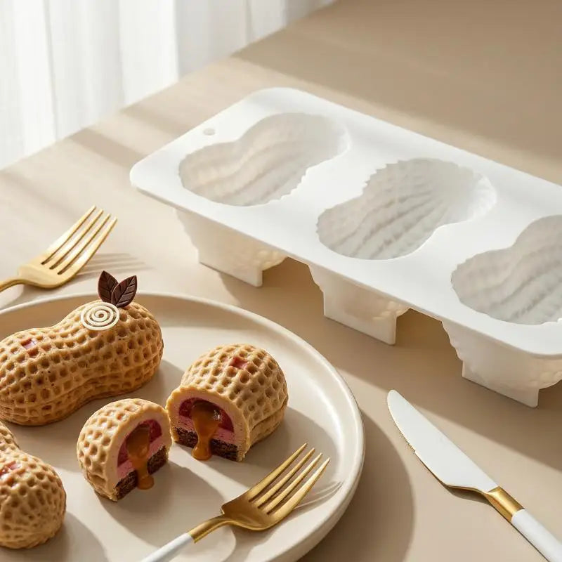 3-Cell Peanut Silicone Mold – Mousse Cake & Chocolate Bakeware Silicone Cake Mold Axl