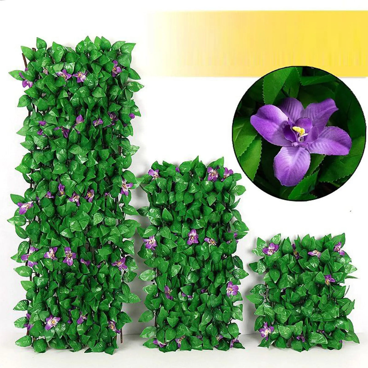 Expandable Artificial Hedge Privacy Screen with Flowers Artificial Privacy Hedge Axl