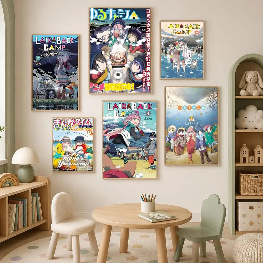 Laid-Back Camp Anime Poster – HD Self-Stick PVC Wall Art Anime Wall Poster Axl