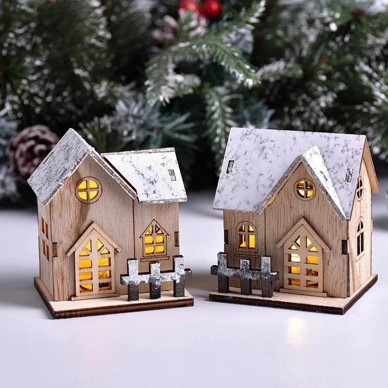 Christmas LED Wooden House Ornament – Festive Xmas Cabin Decor Christmas Ornament Axl