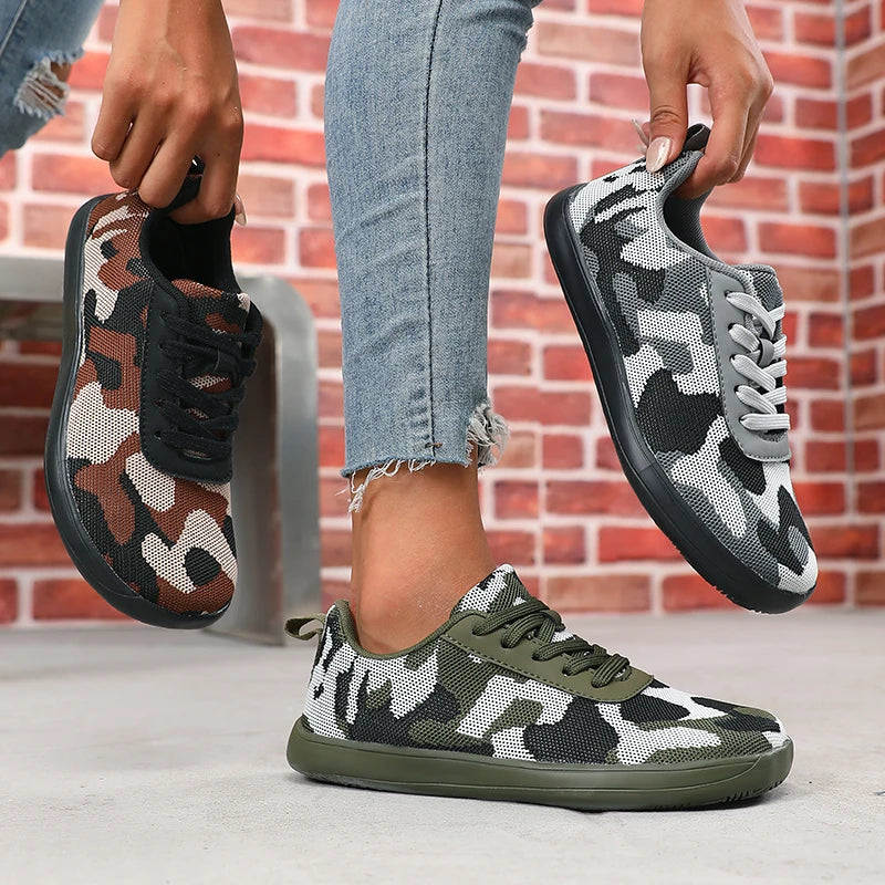 Camouflage Wide Toe Barefoot Sneakers – Breathable Mesh Flats Barefoot Sneakers Axl