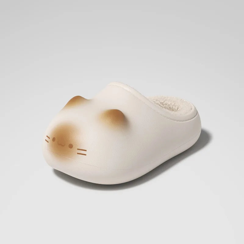 Lorilury Fuzzy Cat Slippers – Women's Warm Indoor Furry Shoes Fuzzy Indoor Slippers Axl Beige-slides 44-45
