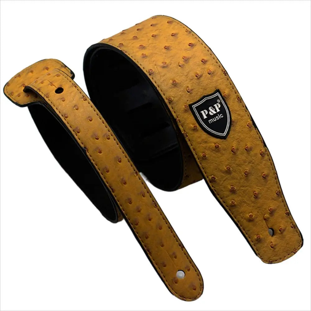 PU Leather Embossed Guitar Strap | Adjustable 130–150cm Guitar Strap Axl Yellow