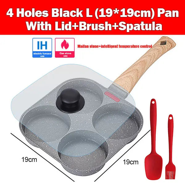PGY 4-Cup Nonstick Egg Frying Pan with Lid | Omelet Pan Nonstick Egg Pan Axl Black L Pan Set