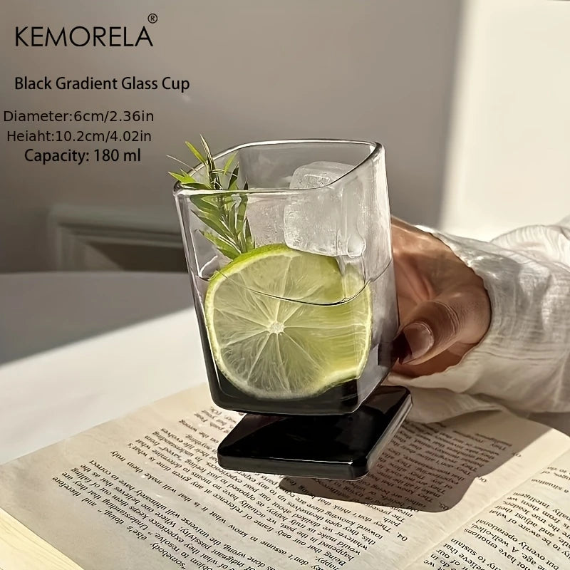 Square Black Gradient Glass Tumbler – Cocktails & Whiskey Glass Tumbler Axl 1PCS 180ML