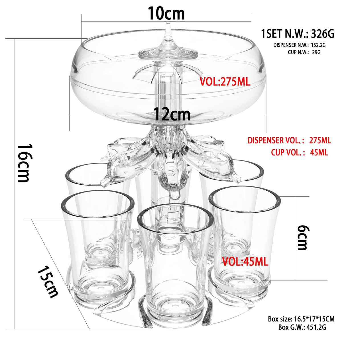 6-Cup Automatic Wine Dispenser for Parties | Pour 6 at Once Wine Dispenser Axl